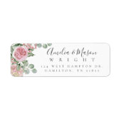Pink Floral Rose Eucalyptus Wedding Return Address (Vorne)