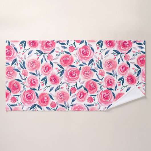 Pink Floral Rose Muster Badehandtuch (Badehandtuch)