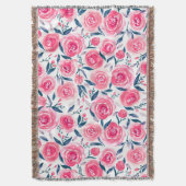 Pink Floral Rose Muster Decke (Vorderseite Vertikal)