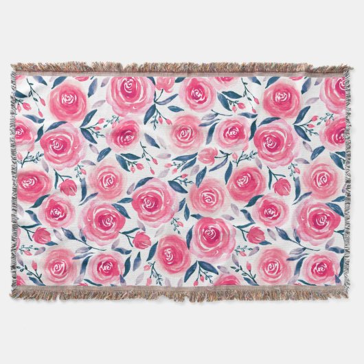Pink Floral Rose Muster Decke (Vorderseite)