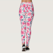 Pink Floral Rose Muster Leggings (Rückseite)