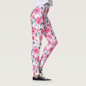 Pink Floral Rose Muster Leggings (Rechts)
