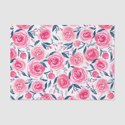 Pink Floral Rose Muster Seidenpapier (Vorderseite)