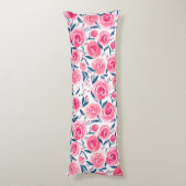 Pink Floral Rose Muster Seitenschläferkissen (Rückseite (Vertikal))