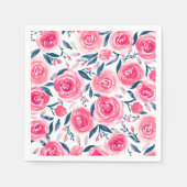 Pink Floral Rose Muster Serviette (Vorderseite)