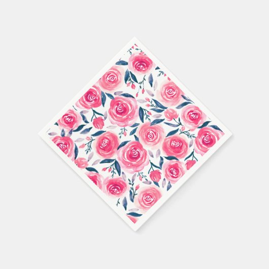 Pink Floral Rose Muster Serviette (Ecke)