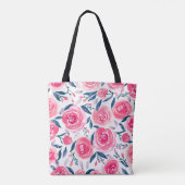 Pink Floral Rose Muster Tasche (Rückseite)