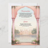 Pink Floral Royal Indian Palace All in One Wedding Einladung (Rückseite)