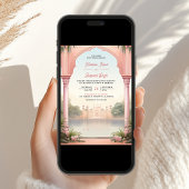 Pink Floral Royal Indian Palace All in One Wedding Einladung