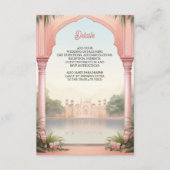 Pink Floral Royal Indian Palace Wedding Begleitkarte (Vorderseite)