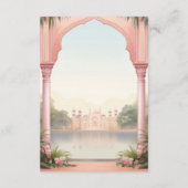Pink Floral Royal Indian Palace Wedding Begleitkarte (Rückseite)