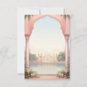 Pink Floral Royal Indian Palace Wedding RSVP Karte (Rückseite)