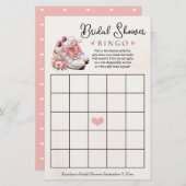 Pink Floral Runner Themed Brautparty Bingo Game (Vorne/Hinten)