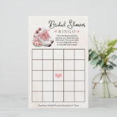 Pink Floral Runner Themed Brautparty Bingo Game (Stehend Vorderseite)