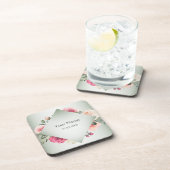 Pink Floral Rustic Geometric Green Party Getränkeuntersetzer (Rechte Seite)