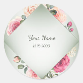 Pink Floral Rustic Geometric Green Party Runder Aufkleber