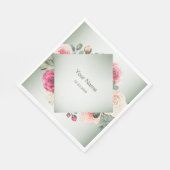 Pink Floral Rustic Geometric Green Party Serviette (Ecke)
