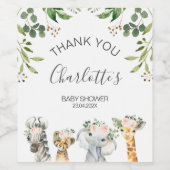 Pink Floral Safari Baby Dusche Getränke Label Set Weinetikett (Einzelnes Label)