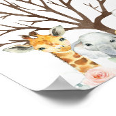 Pink Floral Safari Fingerprint Guestbook Poster (Ecke)