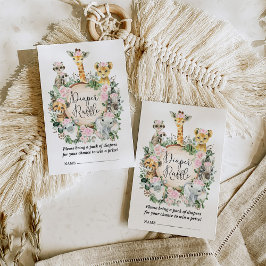 Pink Floral Safari Jungle Baby Girl Diaper Raffel Begleitkarte