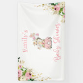 Pink Floral Safari Tiere mit Kinderdusche Banner (Vertikal)