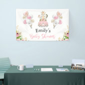 Pink Floral Safari Tiere mit Kinderdusche Banner (Messeveranstaltung)