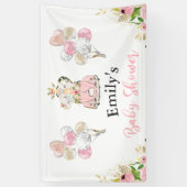 Pink Floral Safari Tiere mit Kinderdusche Banner (Vertikal)