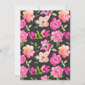 Pink Floral Sage Green Blätter Black Quinceañera Einladung (Rückseite)