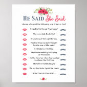 Pink Floral sagte er sagte, sie sagte Game Poster (Vorne)