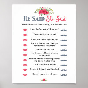 Pink Floral sagte er sagte, sie sagte Game Poster