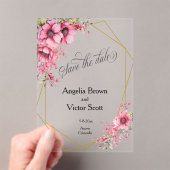 Pink Floral Save the Date Invitation Acryleinladungen (Insitu (Handheld))