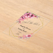 Pink Floral Save the Date Invitation Acryleinladungen (Ablage )