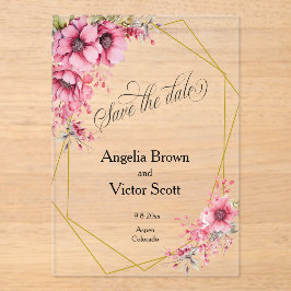 Pink Floral Save the Date Invitation Acryleinladungen