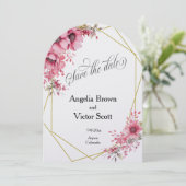 Pink Floral Save the Date Invitation Einladung (Stehend Vorderseite)