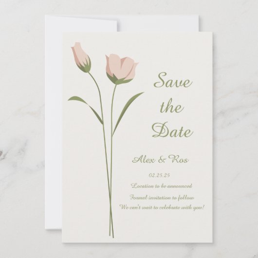 Pink Floral Save the Date Karte (Vorderseite)