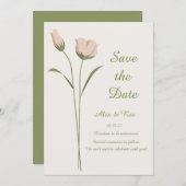 Pink Floral Save the Date Karte (Vorne/Hinten)