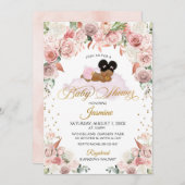 Pink Floral Schlafsäckchen Babydusche Einladung (Vorne/Hinten)