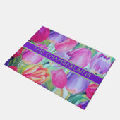 PINK Floral SCHLICHTER TEXT Fußmatte (Schrägansicht)