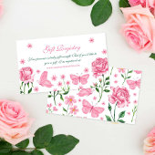 Pink Floral Schmetterlinge Gift Registry Quinceañe Begleitkarte