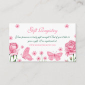 Pink Floral Schmetterlinge Gift Registry Quinceañe Begleitkarte (Vorderseite)