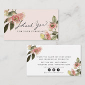Pink Floral Script Danke Business Card Visitenkarte (Vorne/Hinten)