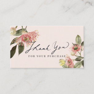 Pink Floral Script Danke Business Card Visitenkarte