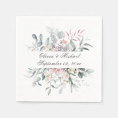 Pink Floral Script Name Wedkins Serviette (Vorderseite)