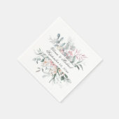 Pink Floral Script Name Wedkins Serviette (Ecke)