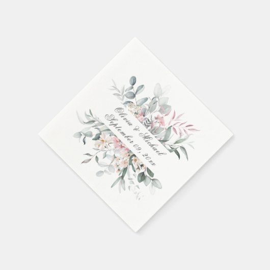 Pink Floral Script Name Wedkins Serviette (Ecke)