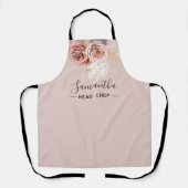 Pink Floral Script Terracotta Personalisiert Schürze (Vorderseite)