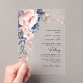 Pink Floral Script Watercolor Hochzeit Acryleinladungen (Insitu (Handheld))