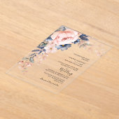 Pink Floral Script Watercolor Hochzeit Acryleinladungen (Ablage )