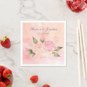 Pink Floral Script Watercolor Serviette (Beispiel)