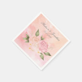 Pink Floral Script Watercolor Serviette (Ecke)